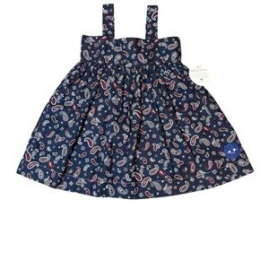 Toddler Girls Navy Paisley Print Dress Size 3 Brand New